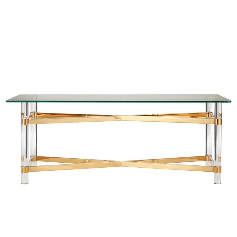 Clarence Coffee Table - Clear Glass with Gold Metal