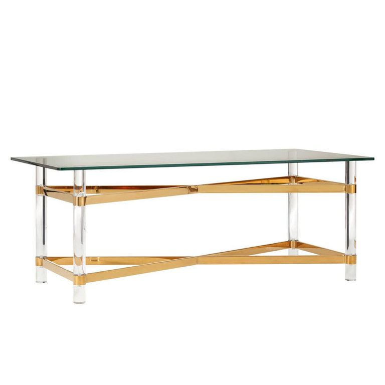 Clarence Coffee Table - Clear Glass with Gold Metal