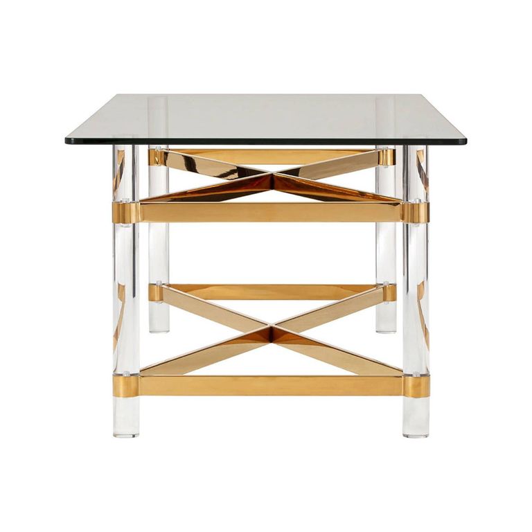 Clarence Coffee Table - Clear Glass with Gold Metal