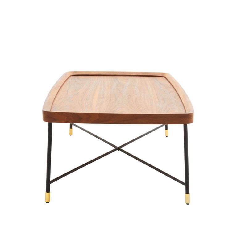 Doha Coffee Table - Walnut Effect with Cross Metal Legs
