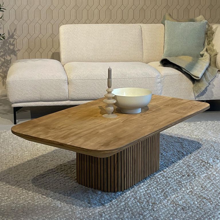 Lausanne Fluted Coffee Table - Large - Natural - Teak Wood