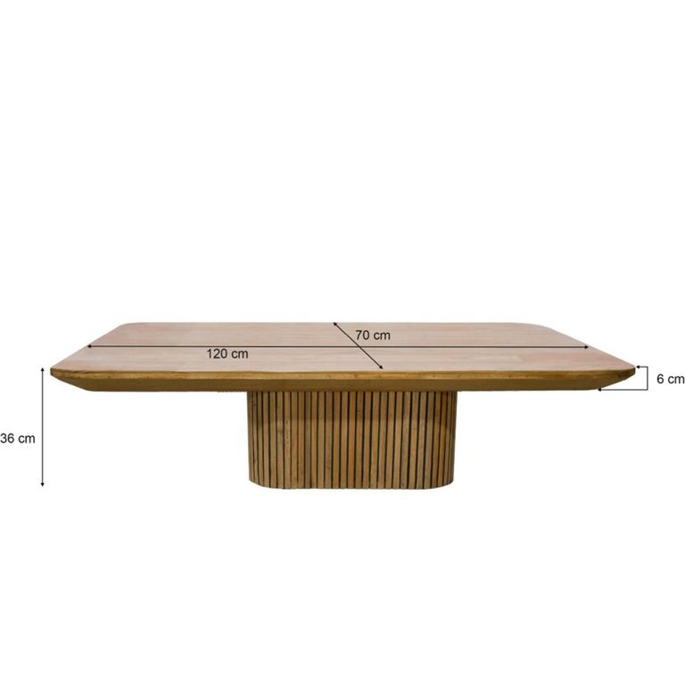 Lausanne Fluted Coffee Table - Large - Natural - Teak Wood