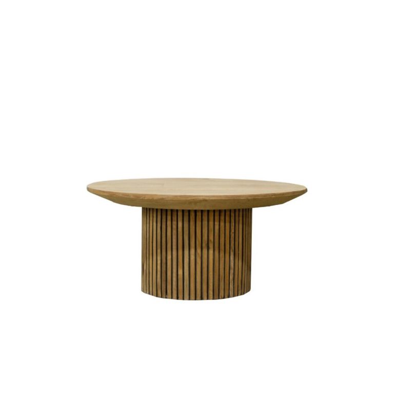 Lausanne Fluted Coffee Table - Round - Small - Natural - Teak Wood