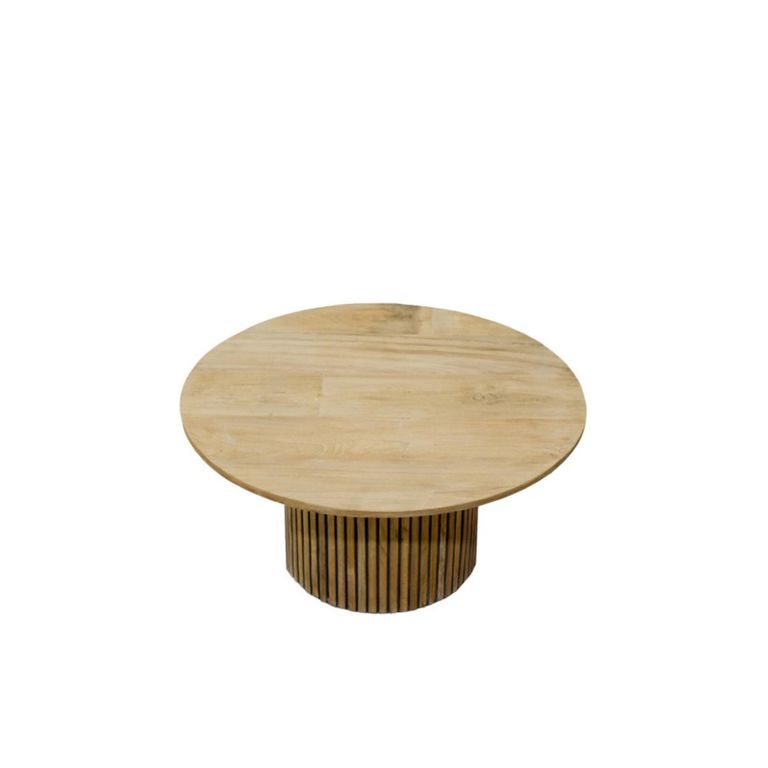 Lausanne Fluted Coffee Table - Round - Small - Natural - Teak Wood