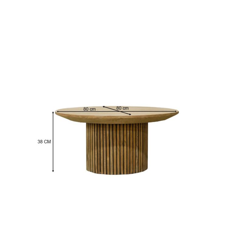 Lausanne Fluted Coffee Table - Round - Small - Natural - Teak Wood