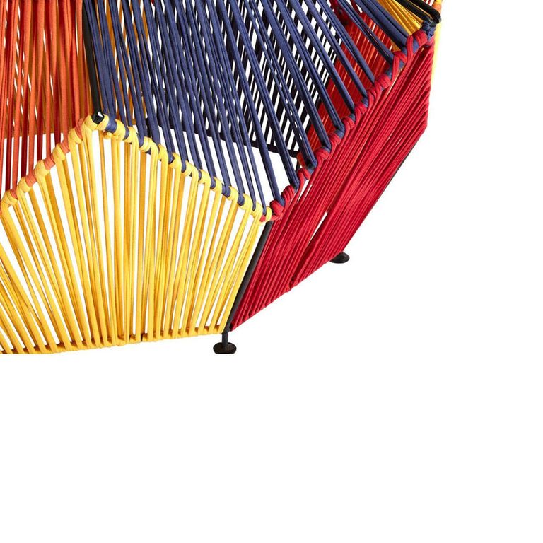 Fusion Coffee Table - Mango Wood with Multicoloured Woven Hexagonal Design