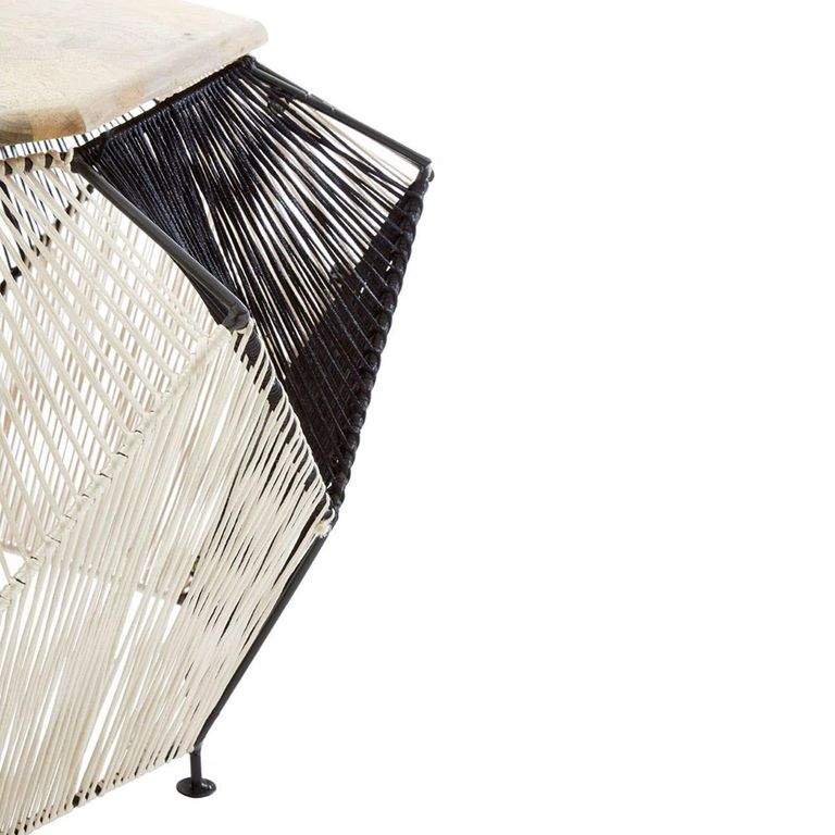 Fusion Coffee Table - Mango Wood with Woven Hexagonal Design