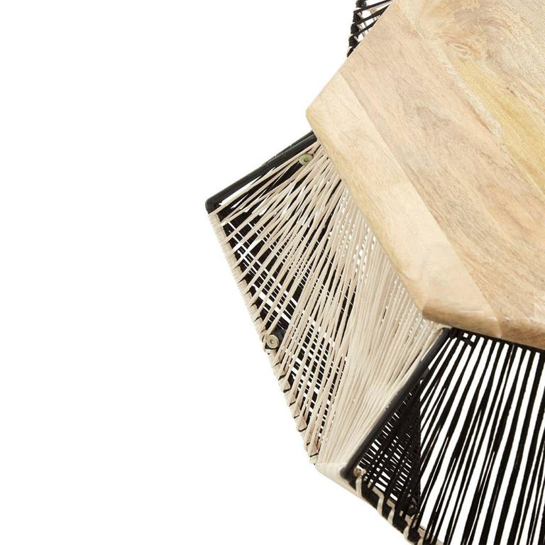Fusion Coffee Table - Mango Wood with Woven Hexagonal Design