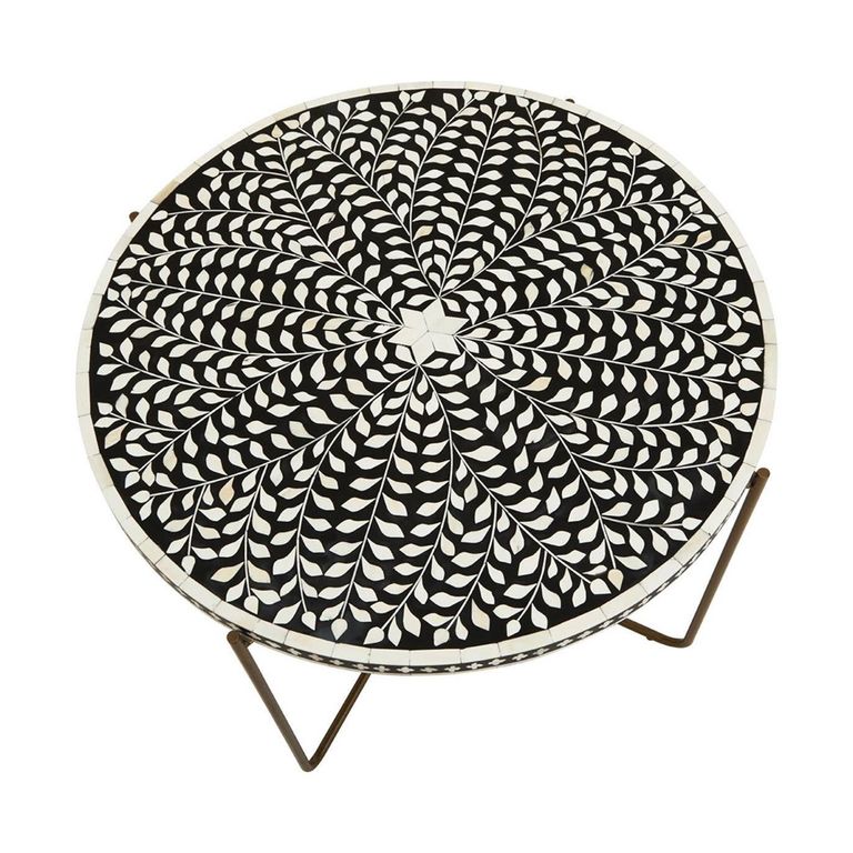 Fusion Coffee Table - Round - Black Bone Inlay