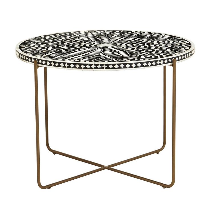 Fusion Coffee Table - Round - Black Bone Inlay
