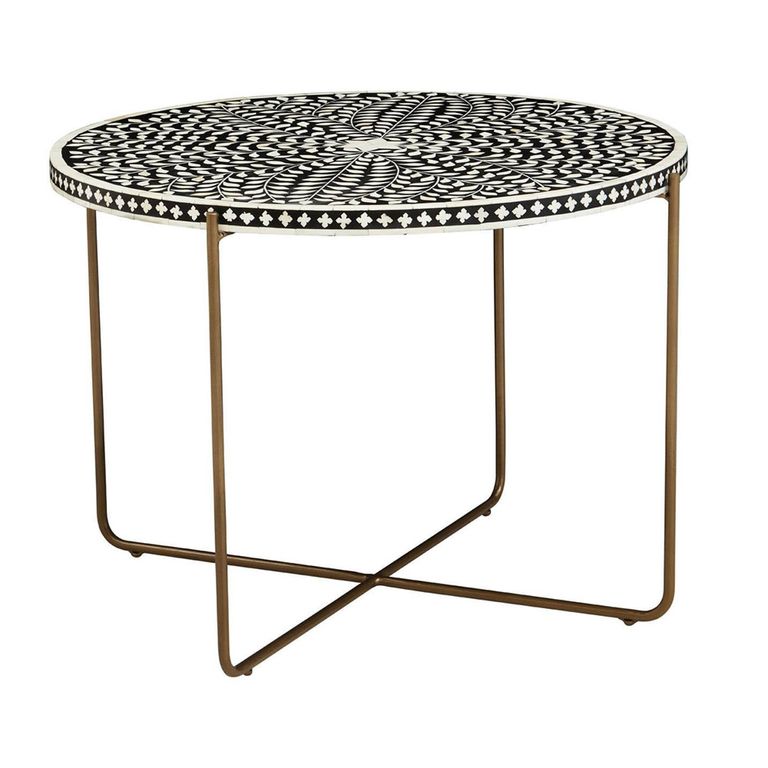 Fusion Coffee Table - Round - Black Bone Inlay