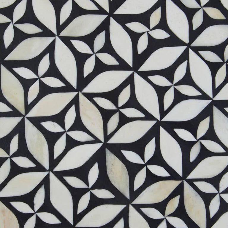 Fusion Coffee Table - White Bone Inlay - Round with Gold Base
