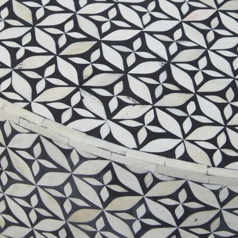 Fusion Coffee Table - White Bone Inlay - Round with Gold Base