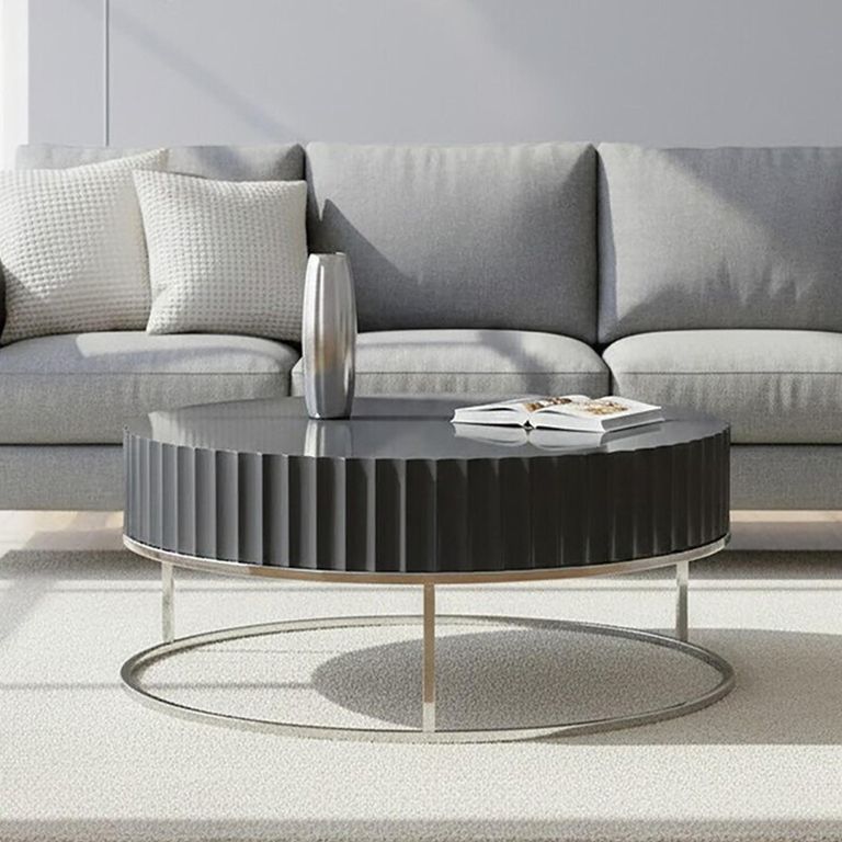 Genoa Coffee Table - Round - Fluted - Grey