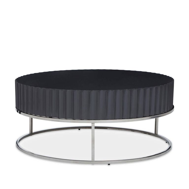 Genoa Coffee Table - Round - Fluted - Grey