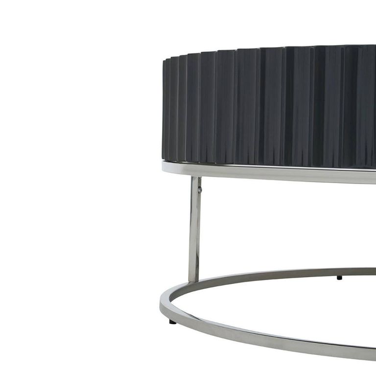 Genoa Coffee Table - Round - Fluted - Grey