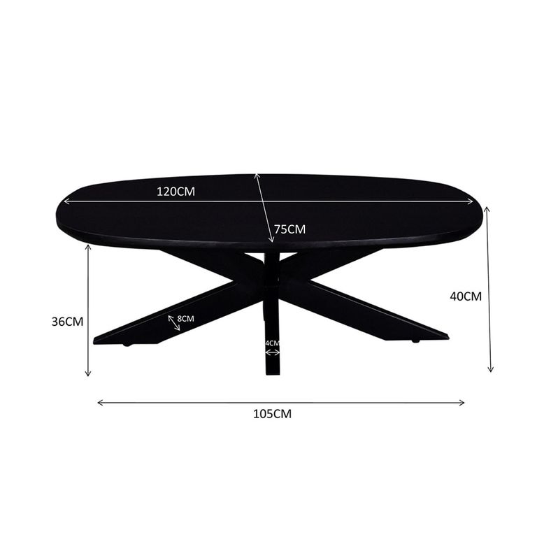 Jesper Coffee Table - Oval - Large - Black - Mango Wood