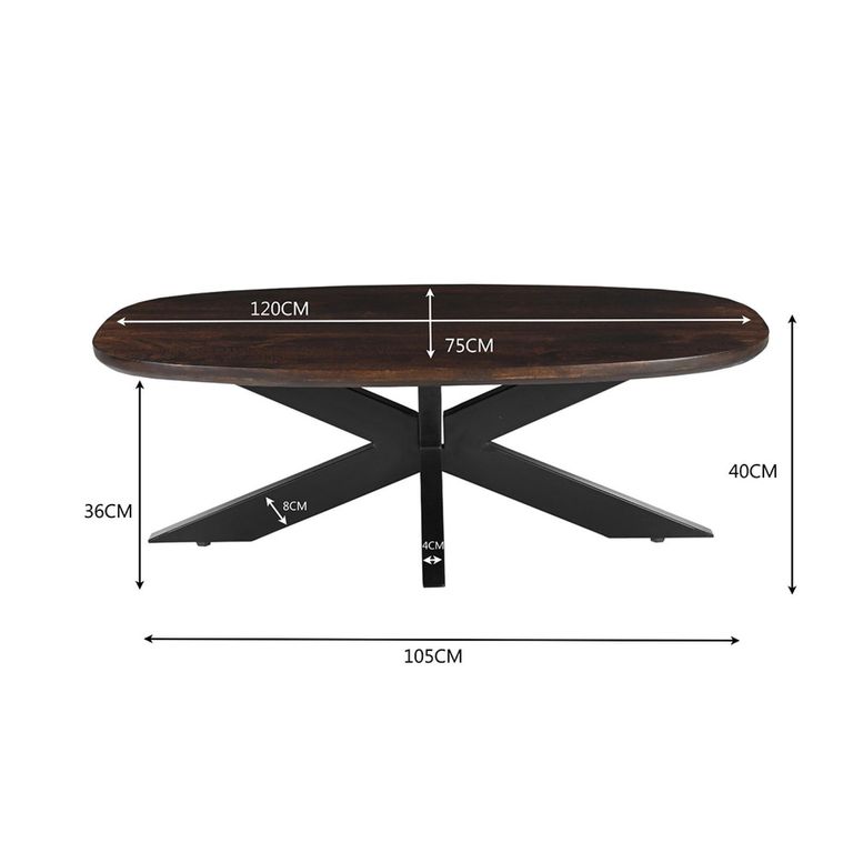 Jesper Coffee Table - Oval - Large - Chestnut - Mango Wood
