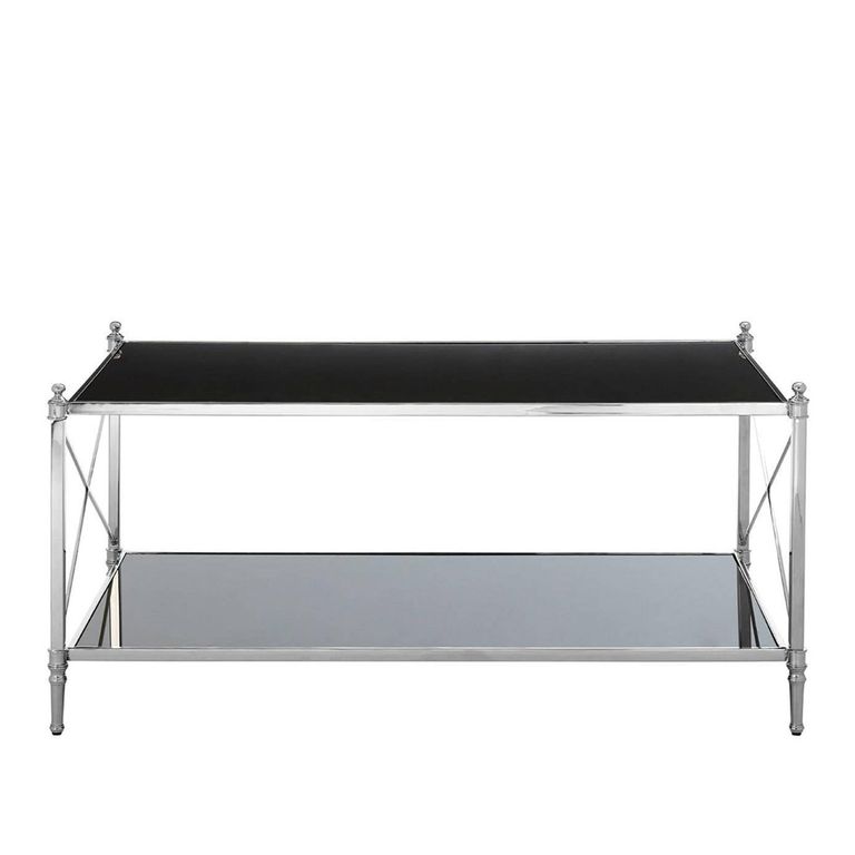 Hoffmann Coffee Table - Black Glass with Silver Metal