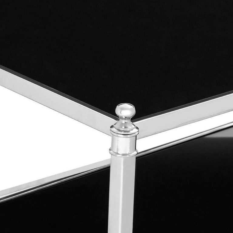 Hoffmann Coffee Table - Black Glass with Silver Metal
