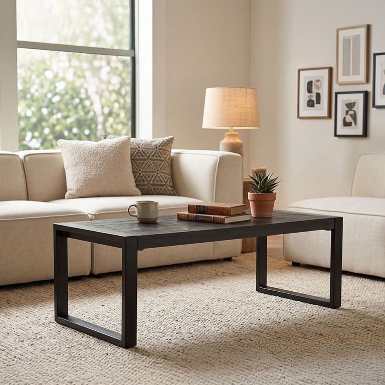 Norris Coffee Table - Large - Charcoal - Rustic Mango Wood