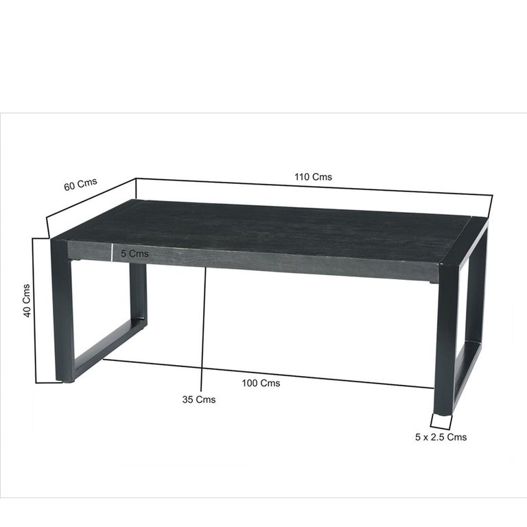 Norris Coffee Table - Large - Charcoal - Rustic Mango Wood