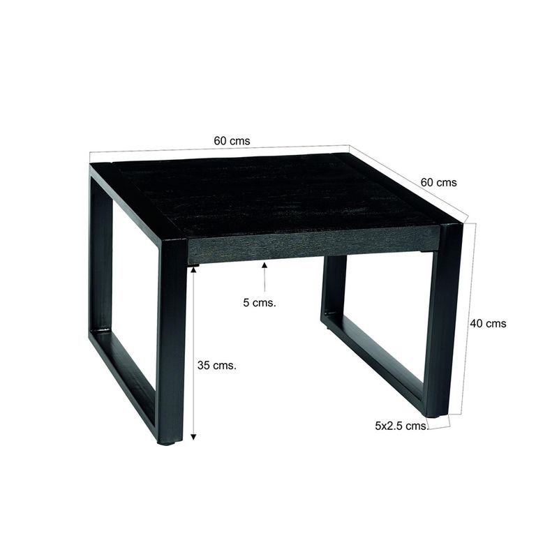 Norris Coffee Table - Square - Charcoal - Rustic Mango Wood