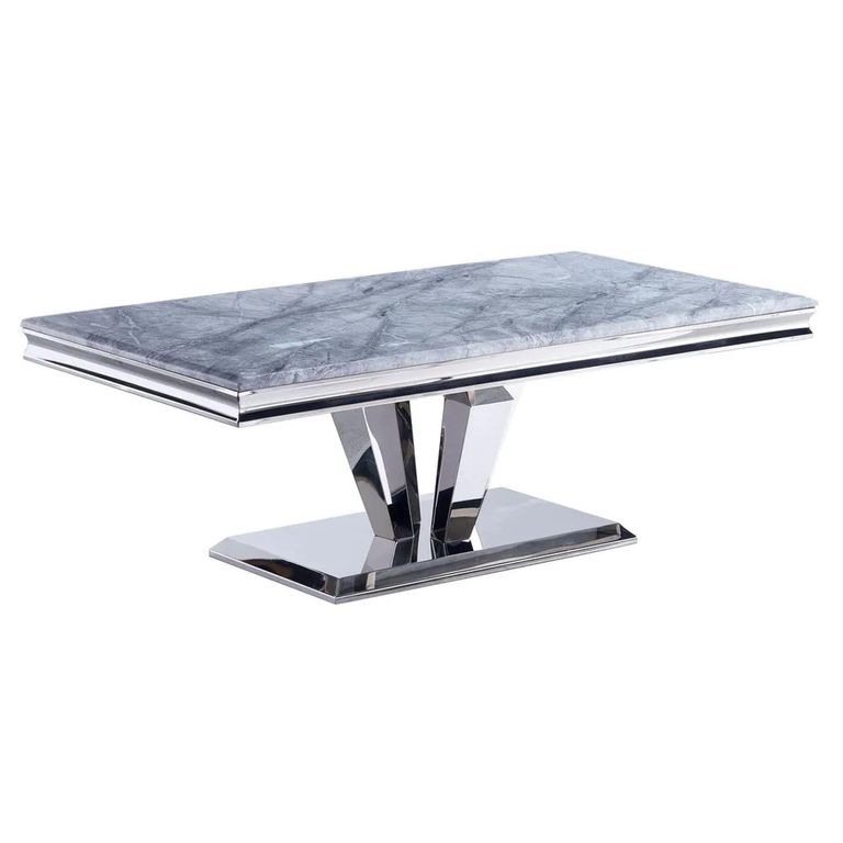 Dolce Coffee Table - Grey Marble & Chrome