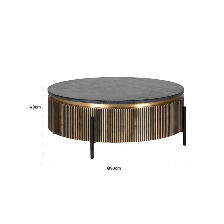 Ironville Brass Ribbed Round Coffee Table