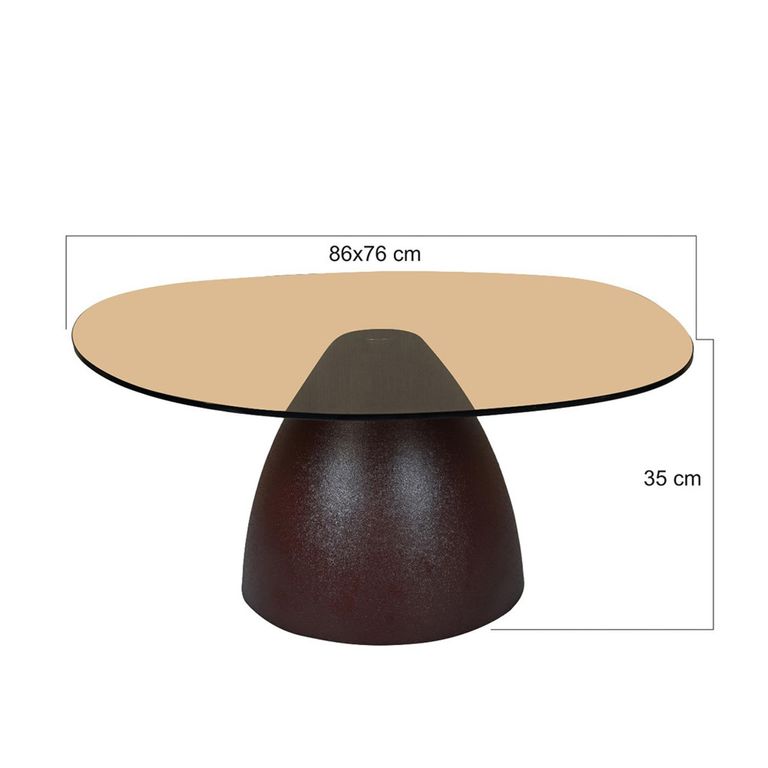 Brix Mylon Coffee Table - Abstract - Brown - Glass and Metal