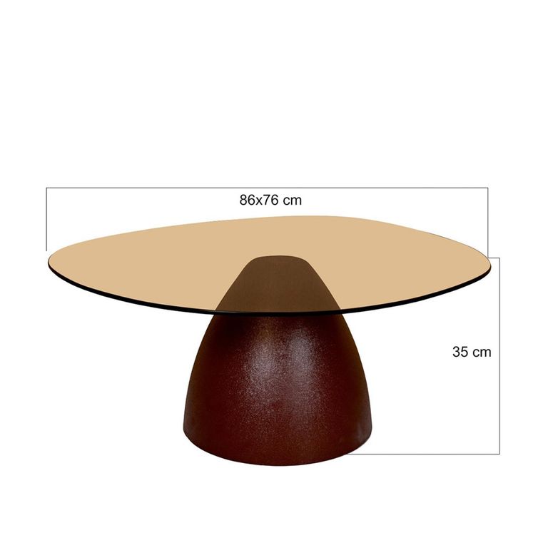 Brix Mylon Coffee Table - Abstract - Burgundy - Glass and Metal