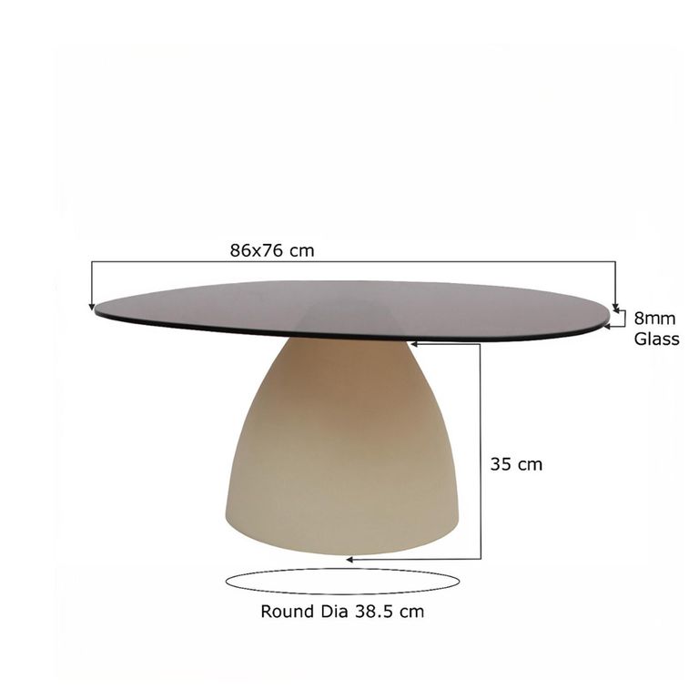 Brix Mylon Coffee Table - Abstract - Off White - Glass and Metal