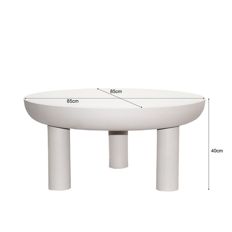 Brix Niko Coffee Table - Round - Off White - Metal