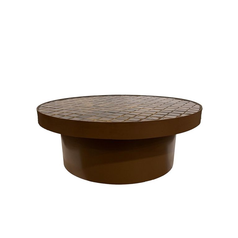 Brix Tylo Coffee Table - Round - Low - Camel - Ceramic and Metal