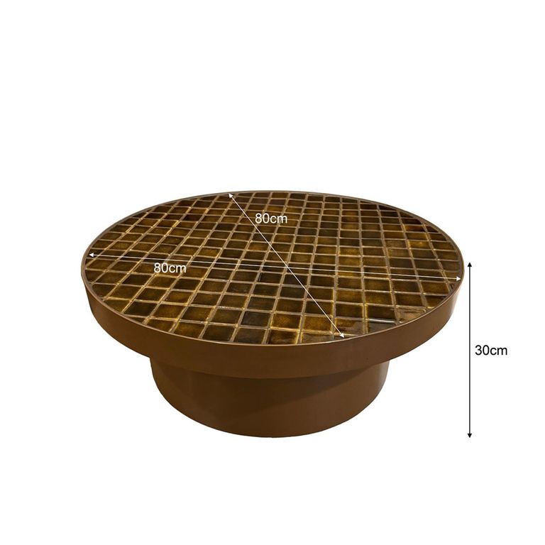 Brix Tylo Coffee Table - Round - Low - Camel - Ceramic and Metal