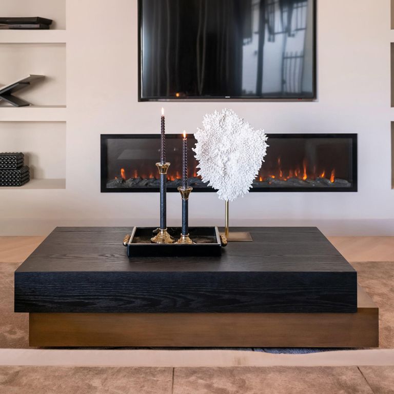 Cambon Dark Oak and Brass Layered Coffee Table