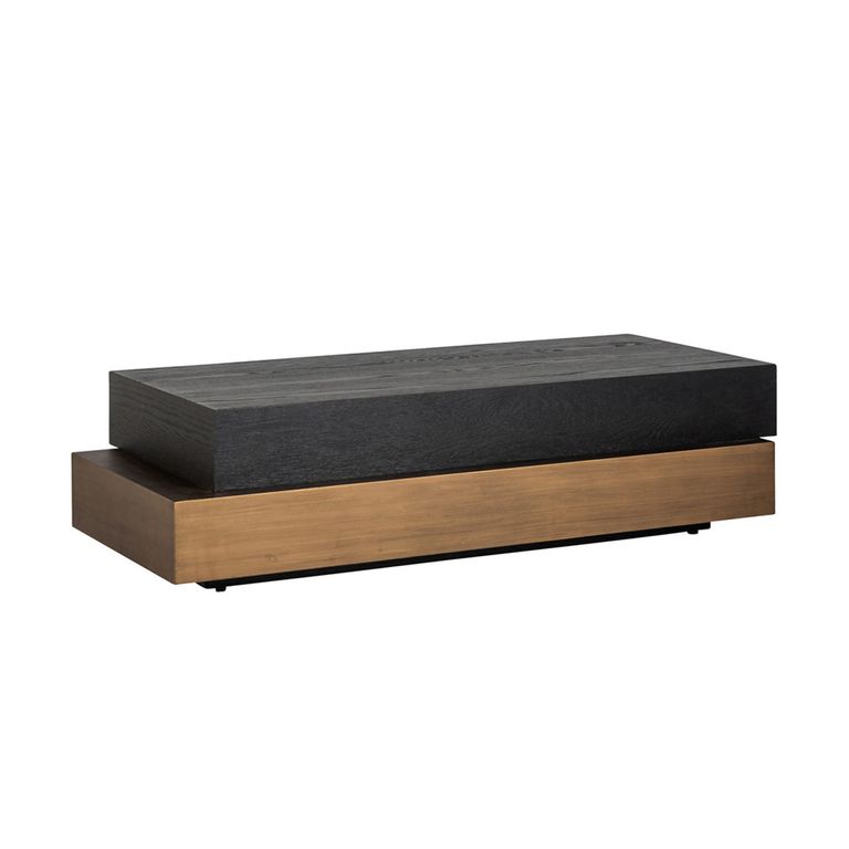Cambon Dark Oak and Brass Layered Coffee Table