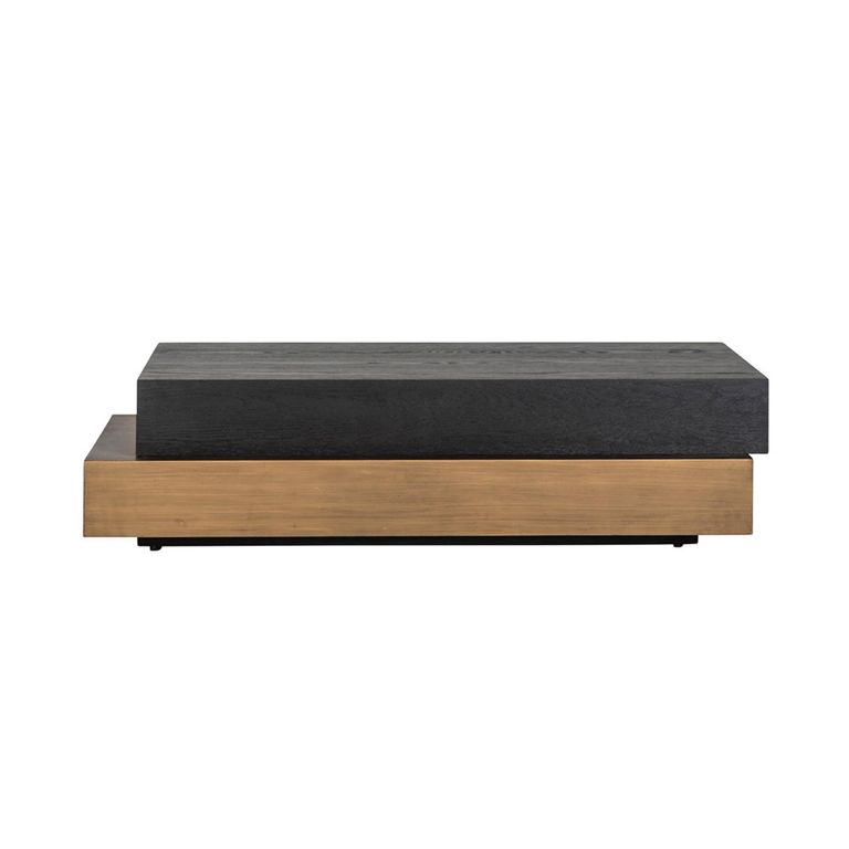 Cambon Dark Oak and Brass Layered Coffee Table