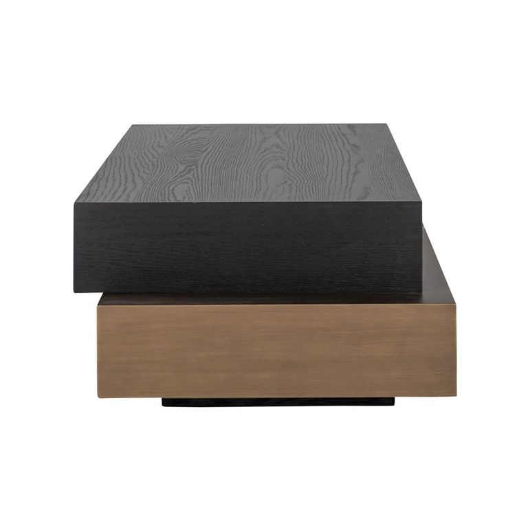 Cambon Dark Oak and Brass Layered Coffee Table