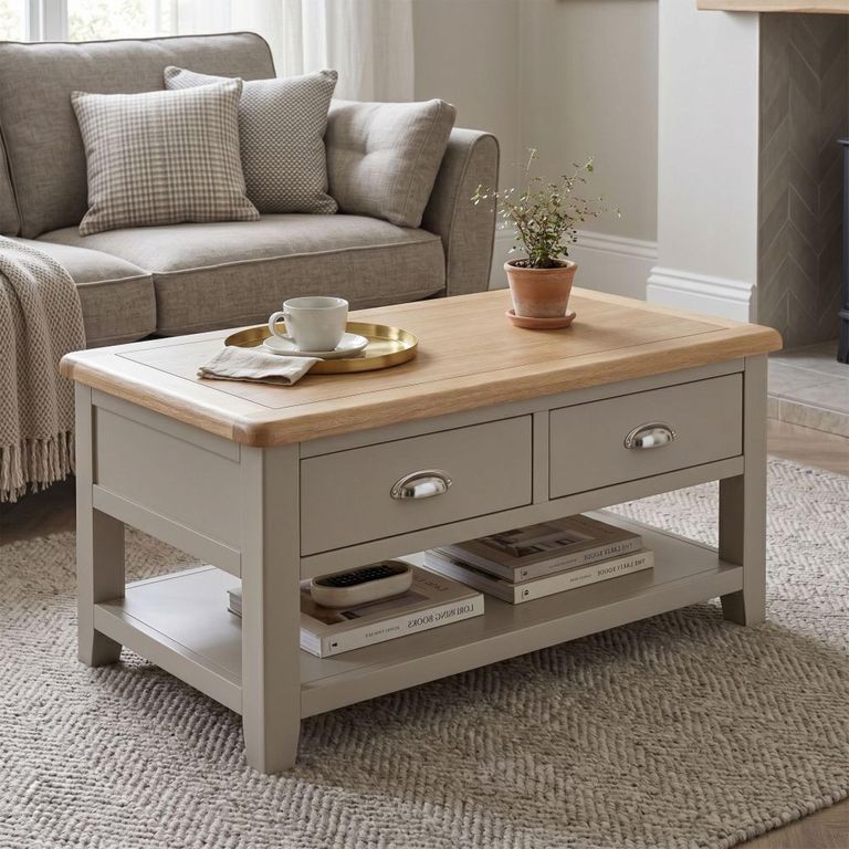 Windermere Painted Storage Coffee Table - Oyster Grey