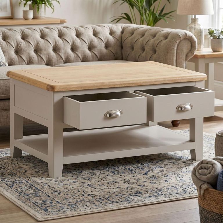 Windermere Painted Storage Coffee Table - Oyster Grey