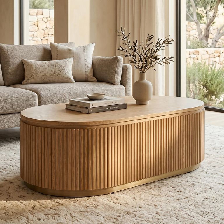 Belfort Coffee Table - Oval - Natural - Oak