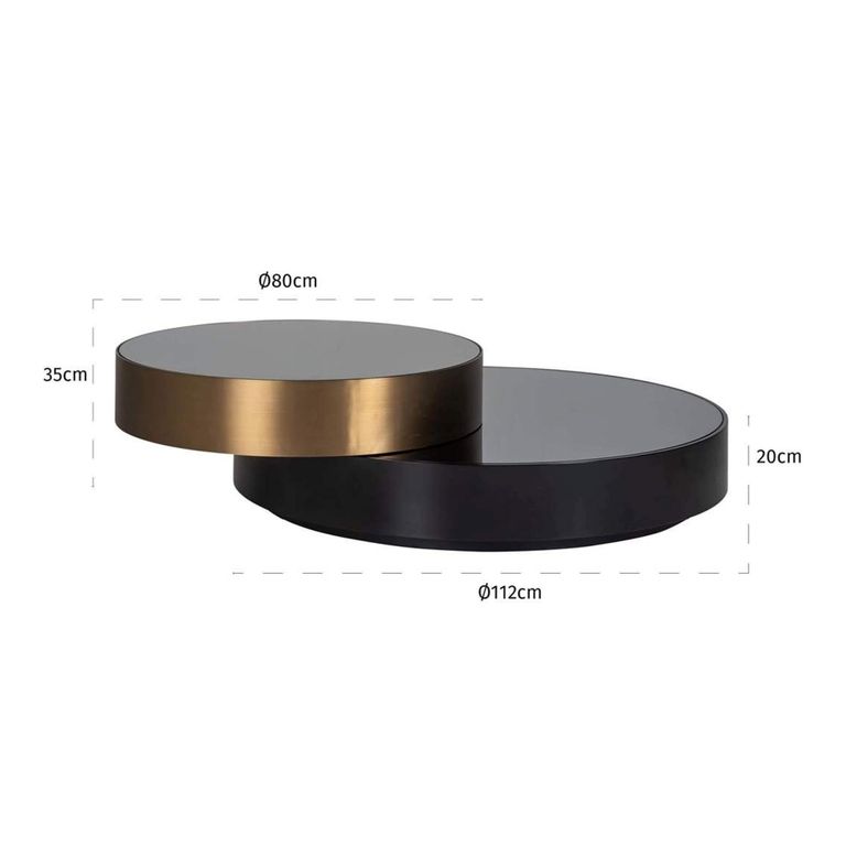 Alexander Jones Coffee Table - Round - Charcoal and Brass