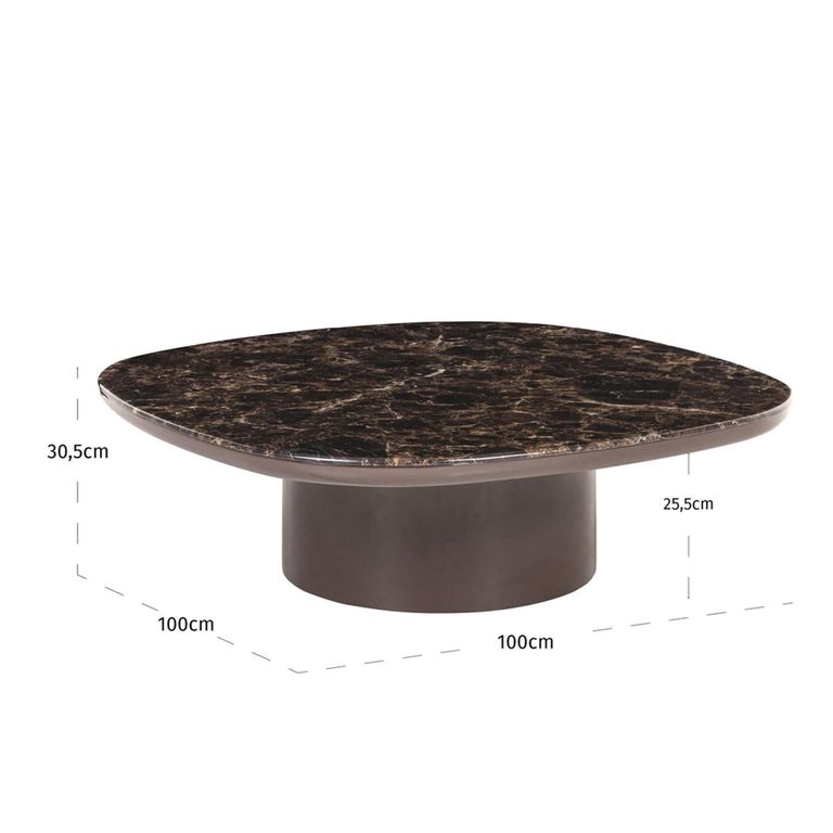 Almundi Coffee Table - Square - Chocolate Brown - Ceramic