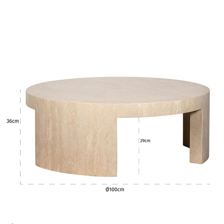Biltmore Coffee Table - Round - Beige - Travertine