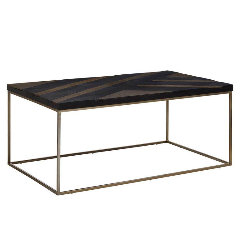 Aris Coffee Table - Black Acacia Wood with Gold Base