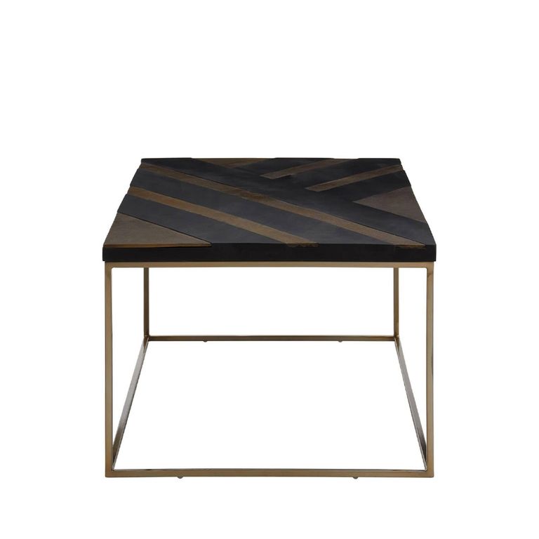 Aris Coffee Table - Black Acacia Wood with Gold Base
