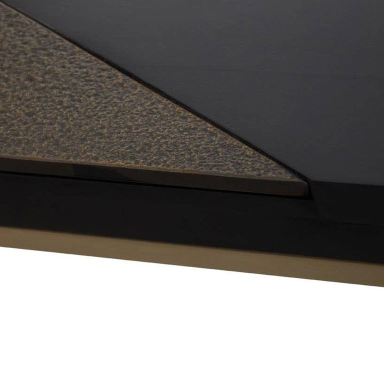 Aris Coffee Table - Black Acacia Wood with Gold Base