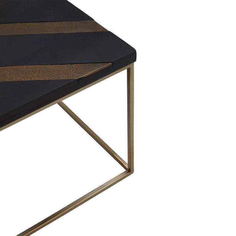 Aris Coffee Table - Black Acacia Wood with Gold Base
