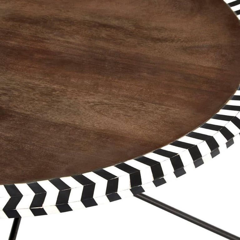 Artisan Coffee Table - Round - Brown Acacia Wood - with Metal Hairpin Legs